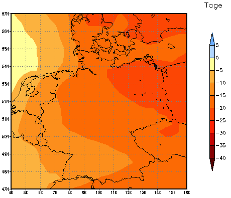 Gebietsmittel dieses Klimalaufs: -18 Tage