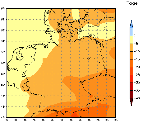 Gebietsmittel dieses Klimalaufs: -5 Tage