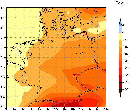 Gebietsmittel dieses Klimalaufs: -8 Tage