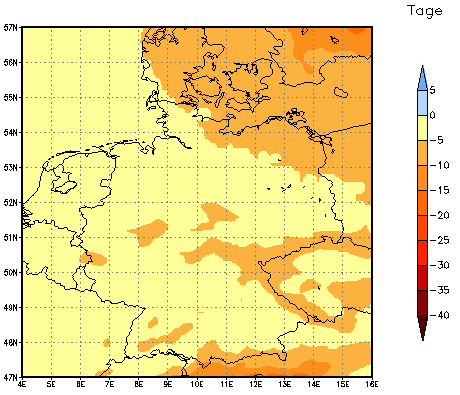 Gebietsmittel dieses Klimalaufs: -4 Tage