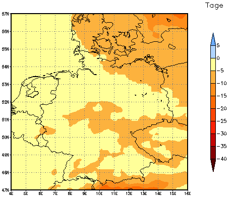 Gebietsmittel dieses Klimalaufs: -4 Tage