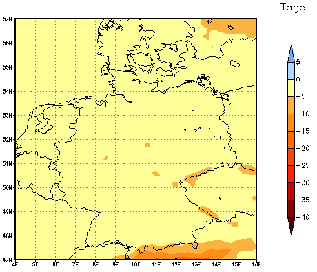 Gebietsmittel dieses Klimalaufs: -2 Tage