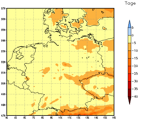 Gebietsmittel dieses Klimalaufs: -4 Tage