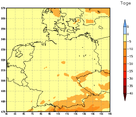 Gebietsmittel dieses Klimalaufs: -3 Tage