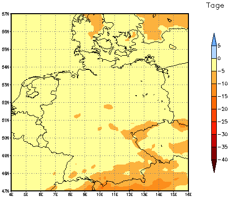 Gebietsmittel dieses Klimalaufs: -3 Tage