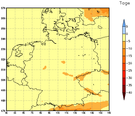 Gebietsmittel dieses Klimalaufs: -3 Tage