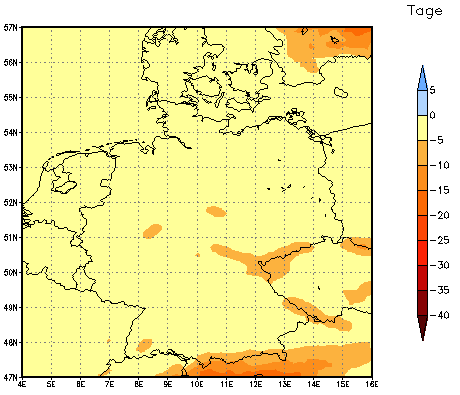 Gebietsmittel dieses Klimalaufs: -2 Tage