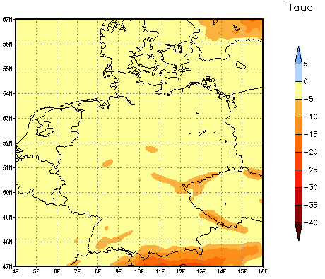 Gebietsmittel dieses Klimalaufs: -1 Tage