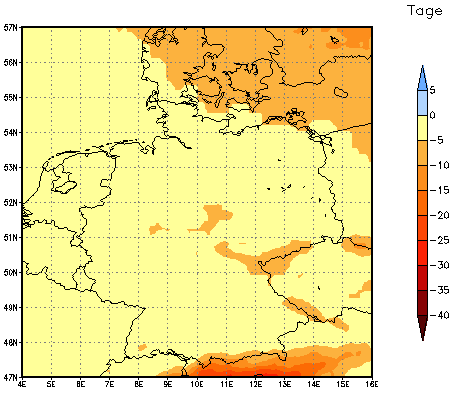 Gebietsmittel dieses Klimalaufs: -4 Tage