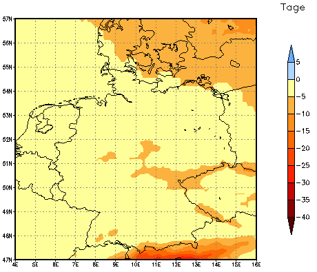 Gebietsmittel dieses Klimalaufs: -4 Tage