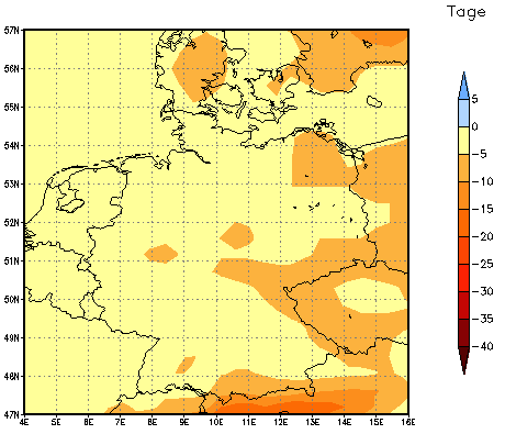 Gebietsmittel dieses Klimalaufs: -4 Tage