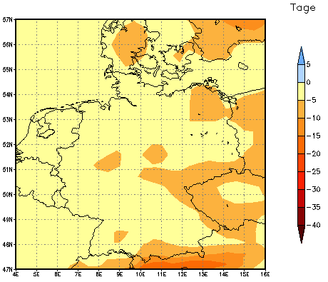 Gebietsmittel dieses Klimalaufs: -4 Tage