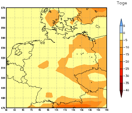 Gebietsmittel dieses Klimalaufs: -4 Tage