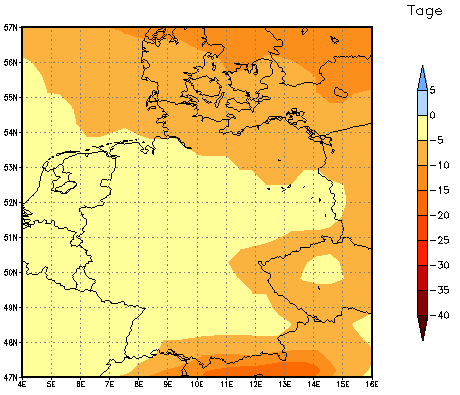 Gebietsmittel dieses Klimalaufs: -5 Tage