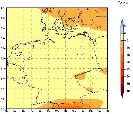 Gebietsmittel dieses Klimalaufs: -4 Tage