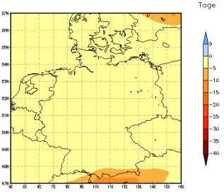 Gebietsmittel dieses Klimalaufs: -1 Tage
