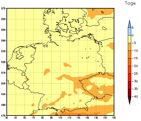 Gebietsmittel dieses Klimalaufs: -2 Tage
