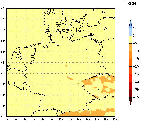 Gebietsmittel dieses Klimalaufs: -1 Tage