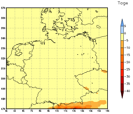 Gebietsmittel dieses Klimalaufs: -1 Tage