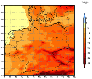 Gebietsmittel dieses Klimalaufs: -21 Tage