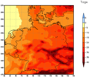 Gebietsmittel dieses Klimalaufs: -22 Tage