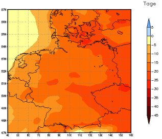 Gebietsmittel dieses Klimalaufs: -21 Tage