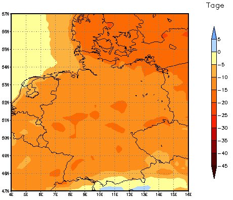 Gebietsmittel dieses Klimalaufs: -13 Tage