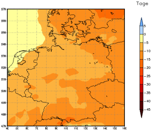 Gebietsmittel dieses Klimalaufs: -11 Tage