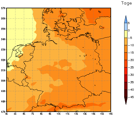 Gebietsmittel dieses Klimalaufs: -10 Tage