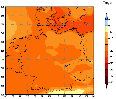 Gebietsmittel dieses Klimalaufs: -16 Tage