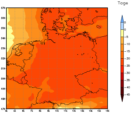 Gebietsmittel dieses Klimalaufs: -22 Tage