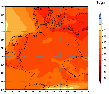 Gebietsmittel dieses Klimalaufs: -22 Tage