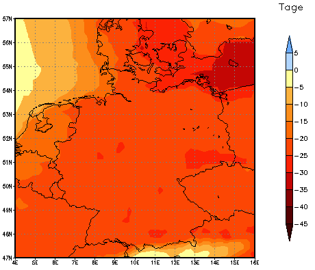 Gebietsmittel dieses Klimalaufs: -23 Tage