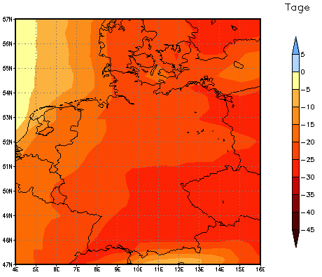 Gebietsmittel dieses Klimalaufs: -22 Tage