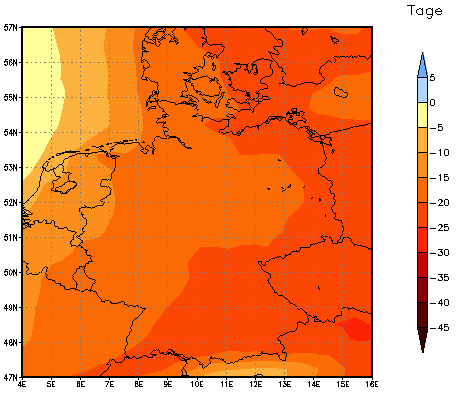 Gebietsmittel dieses Klimalaufs: -17 Tage