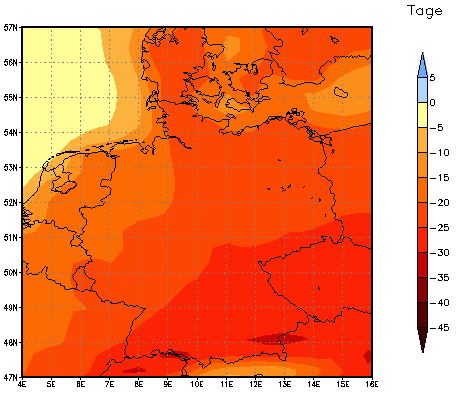 Gebietsmittel dieses Klimalaufs: -21 Tage