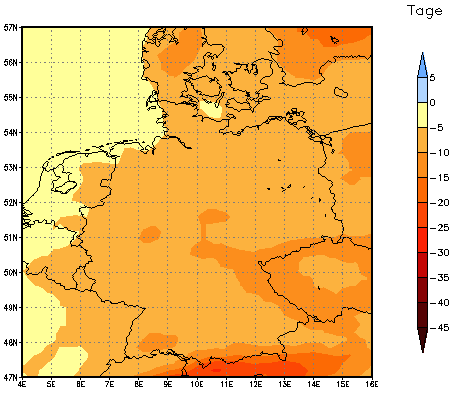 Gebietsmittel dieses Klimalaufs: -8 Tage