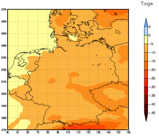 Gebietsmittel dieses Klimalaufs: -9 Tage