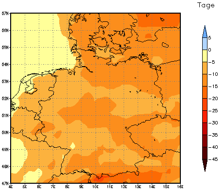 Gebietsmittel dieses Klimalaufs: -11 Tage