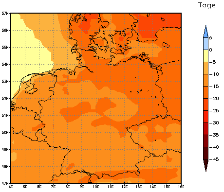 Gebietsmittel dieses Klimalaufs: -16 Tage