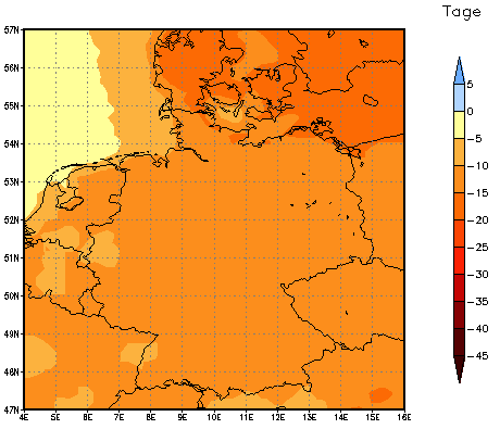 Gebietsmittel dieses Klimalaufs: -12 Tage