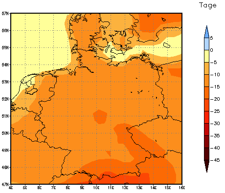 Gebietsmittel dieses Klimalaufs: -11 Tage