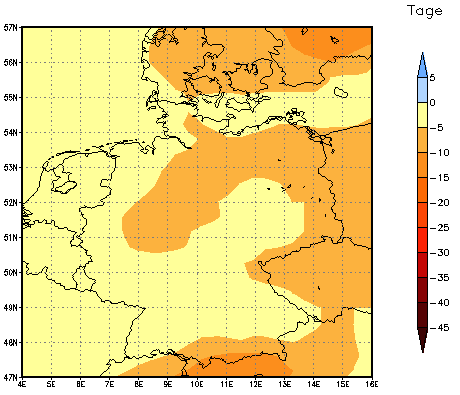 Gebietsmittel dieses Klimalaufs: -5 Tage