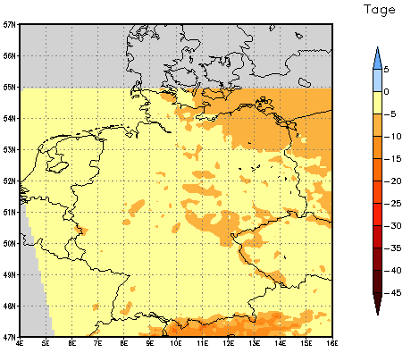 Gebietsmittel dieses Klimalaufs: -5 Tage