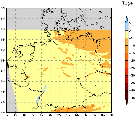 Gebietsmittel dieses Klimalaufs: -5 Tage