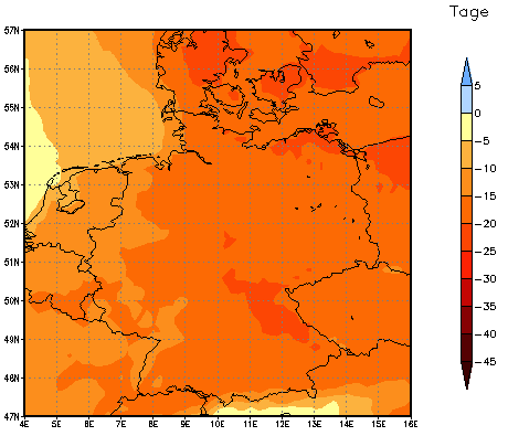 Gebietsmittel dieses Klimalaufs: -15 Tage