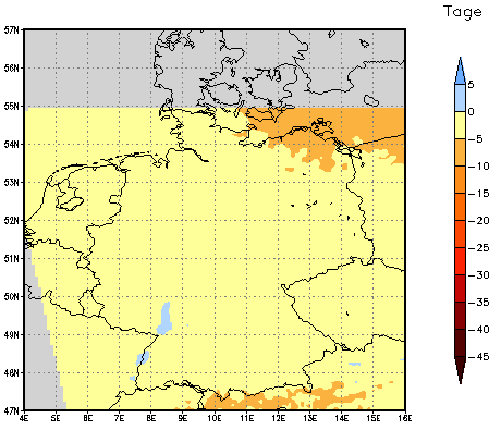 Gebietsmittel dieses Klimalaufs: -2 Tage