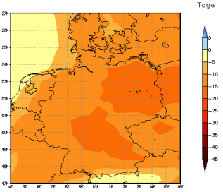 Gebietsmittel dieses Klimalaufs: -15 Tage