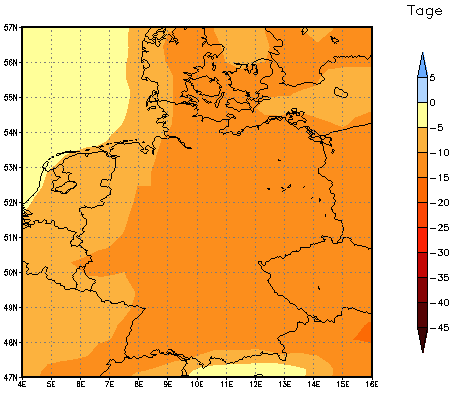 Gebietsmittel dieses Klimalaufs: -10 Tage