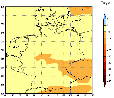 Gebietsmittel dieses Klimalaufs: -4 Tage